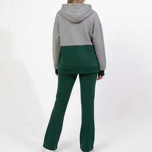 Conjunto de 2 Piezas con Logotipo Personalizado al por Mayor, 100% Algodón, 2 Tonos, Corte Regular, Sudadera con Capucha, Estilo Urbano, Hombros Caídos, Cierre de Cremallera, para Mujer - Product Image 5