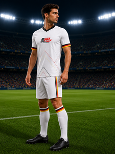 Ensemble d'uniformes de football personnalisés pour hommes, maillot et short de football d'équipe, respirant, séchage rapide, imprimé par transfert thermique, 100% polyester, été, 3D - Product Image 4