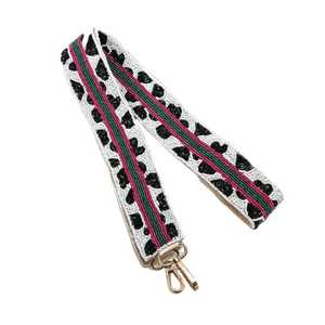 Direct Factory Handcrafted Seed Bead Embroidery <b>Belt</b> <b>Strap</b> Crimson Red White Star Motif Guitar Style Purse <b>Strap</b> Accent - Product Image 6