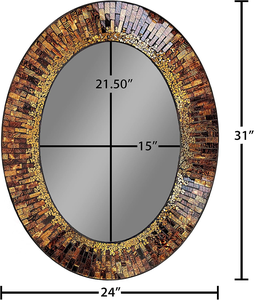Oval Brown Gold Mosaic <b>Wall</b> <b>Mirror</b> Handmade Copper Glass Tile Frame Luxury Decorative Oval <b>Mirror</b> for Modern <b>Living</b> <b>Room</b> Bedroom - Product Image 6