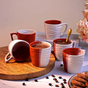 Vibrant Wavy Textured Ceramic <b>Tea</b> <b>Cup</b> <b>Set</b> of 6 - Product Image 1