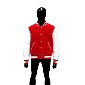 PREMIUM LETTERMAN RED AND WHITE VARSITY <b>JACKET</b> <b>FOR</b> <b>MEN</b> CASUAL COLLEGE <b>BASEBALL</b> FLEECE OUTERWEAR FASHIONABLE WINTER WEAR Regular - Product Image 1