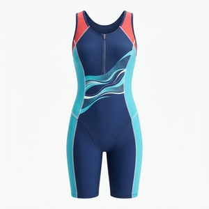 Traje de Natación Profesional Azul sin Mangas para Aguas Abiertas, Traje de Compresión para Triatlón, Cierre Frontal sin Costuras, 100% Poliéster - Product Image 4