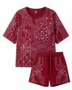 Ensemble décontracté d'été pour femme, t-shirt à manches courtes et col rond surdimensionné et short à taille élastique, respirant et imprimé - Product Image 6