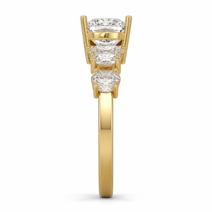Anillo de Compromiso con Diamante Cultivado en Laboratorio, Corte Corazón, Múltiples Formas, Engaste de Puntas, con Piedras Laterales en Forma de Pera, Marquesa y Trapecio, Oro de 14K, Certificado IGI - Product Image 2