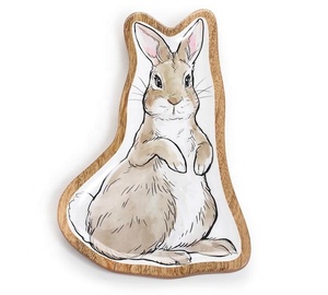 Encantador conejito conejo plato de madera para servir para fiestas de Primavera de Pascua decoración del hogar regalo - Product Image 1