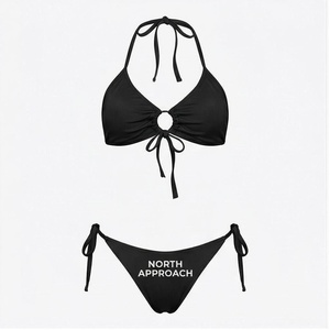 Ensemble de bikini noir à bretelles croisées pour femme North Approach avec bas de maillot à nouer sur les côtés et imprimé logo sur le devant - Product Image 1
