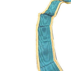 Custom Masonic Apron V-Shaped Teal with Gold Embroidered Laurel Badge <b>Sew</b>-On Fabric Garment Accessory Classical Style - Product Image 2