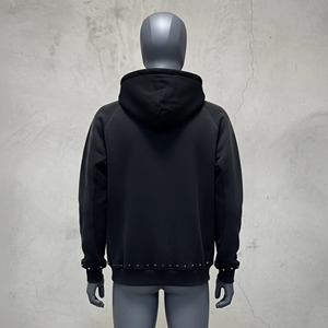 Men's <b>Black</b> Hooded Sweatshirt Regular Fit Studded Zipper Front Pocket Casual Autumn Wear - Product Image 6