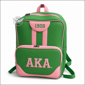 Sac à dos personnalisé AKA Green Pink Backpack 1908, style preppy, sac à dos souple avec fermeture éclair et plusieurs poches - Product Image 1