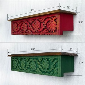 Handcrafted Sheesham Wood Artisan Carved Wooden Wall <b>Shelf</b> - Wholesale Pricing - Product Image 4