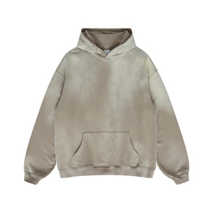 Acid Wash Hooded Pullover Hoodie Unlined Fleece Sweatshirt for Men Vintage Washed Streetwear - Product Image 1