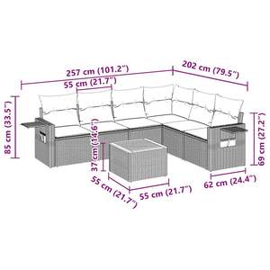 Conjunto de Sofás de Jardín en Negro y Blanco Crema - Product Image 3