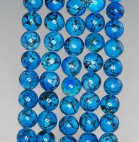 Perles rondes lisses en turquoise bleue naturelle certifiées IGI pour la fabrication de bijoux, colliers et bracelets, vente en gros