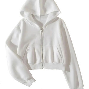 Sweat à capuche zippé pour femme, 100% coton canvas, manches longues, coupe ample, décontracté, tendance, haute qualité, hiver - Product Image 3