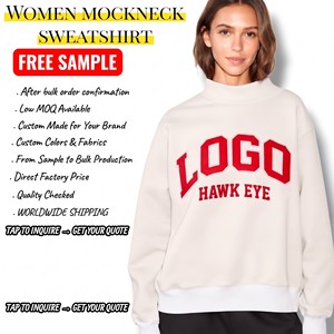 Sweat-shirt oversize en molleton pour femme, col montant, 100% coton doux, brodé, style streetwear, avec logo personnalisé - Product Image 1