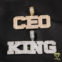 Collier Hip Hop de Luxe avec Pendentif Lettre 'CEO King' en Moissanite et Diamants Sertis