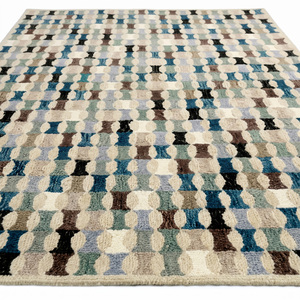 Tapis en laine à fines rayures horizontales multicolores, écologique, antidérapant, pour salon, chambre, hôtel et intérieurs de salle de bain - Product Image 2