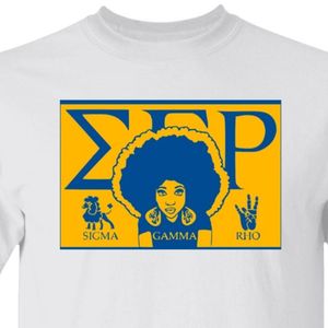 Camiseta de Algodón con Serigrafía Sigma Gamma Rho, Blanca, con Logotipo Personalizado, Estilo Griego, Prenda Casual de Moda para Hermandades - Product Image 4