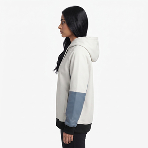 Hoodie en cuir oversize pour femme, coupe ample, à manches longues, style pull-over, vente en gros - Product Image 3
