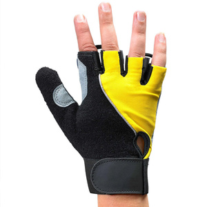 Customized Design Synthetic Leather Wheelchair Cycling Gloves Adjustable Wrist Half Finger Gel <b>Padded</b> Safety Gloves Gym Sports - Product Image 1