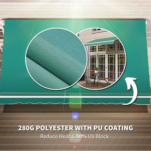 Tenda da Sole Retrattile Manuale 3x2,4m Verde Anti-UV con Manovella Facile e Bracci Pieghevoli - Product Image 5