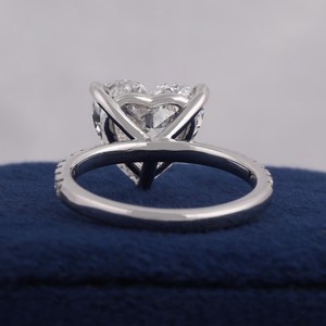 Anillo de Compromiso y Matrimonio de Oro Blanco Sólido de 14K con Diseño de Halo, Diamante de Laboratorio con Corte Corazón de 1 Quilate, Certificado IGI, para Mujer - Product Image 6