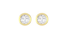 Pendientes Redondos de Oro Amarillo de 14k y 18k con Diamantes Cultivados en Laboratorio, 1 Quilate, Corte Brillante, Joyería Fina, Regalo Elegante para Mujer, B2B - Product Image 1