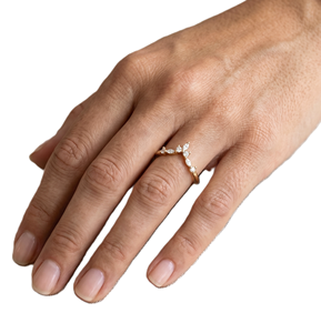 แหวนเพชรทรงมาร์คีส์และทรงกลมที่เพาะเลี้ยงในห้องปฏิบัติการ ทองคำแท้ 14K แหวนสัญญาแบบฝังเพชรทรงกรงเล็บ แหวนแต่งงานดีไซน์เรียบหรู แหวนโค้งมินิมอล - Product Image 5