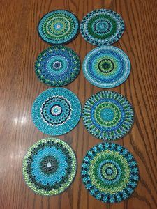 Beautiful Handmade Embroidery Customized Shape Seed Beads <b>Table</b> <b>Protectors</b> with Floral Embroidery and Beaded Detailing - Product Image 5