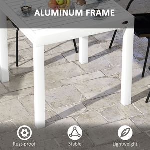 Tavolo da Patio Bianco Leggero ed Espandibile per 4-6 Persone, Moderno Tavolo da Pranzo per Esterni su Giardino, Prato, Balcone, Terrazza con Telaio in Alluminio - Product Image 5