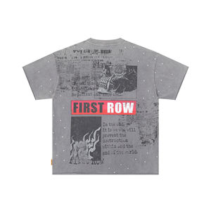 Camiseta Personalizada con Gráfico de Calavera Lavada Estilo Vintage, Oversize, Streetwear, Algodón, Fabricante OEM ODM, Venta al por Mayor de Fábrica - Product Image 3