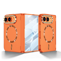 Coque de protection antichoc intégrée avec film et texture CD pour iPhone Duo 18 Fold à charnière magnétique
