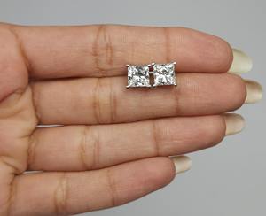 Pendientes de Diamantes Cultivados en Laboratorio de 2 Quilates, Oro de 14 Quilates, Corte Princesa, Certificados por IGI, Pendientes de Botón para Mujer, Joyería Fina Elegante, Regalo para Fiesta - Product Image 4