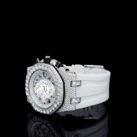 Montre mécanique en acier inoxydable avec diamants Moissanite glacés, chiffres arabes, style Hip Hop, très demandée, pour occasions décontractées et formelles