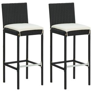Conjunto de Bar de Jardín de Ratán PE Negro con Acero con Recubrimiento en Polvo y Poliéster, Muebles de Patio Elegantes - Product Image 3