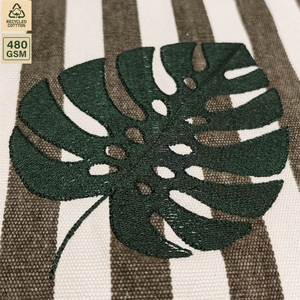 กระเป๋าผ้าแคนวาสลายทางปักลายตามสั่ง ขนาด 35x35 ซม. สายสะพายปรับได้ รับผลิตแบบ OEM ODM ขายส่ง - Product Image 5