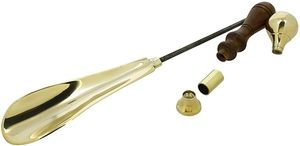 Premium Brass Shoe Horn with Wooden Handle Elegant Durable Footwear <b>Helper</b> for Easy Wear - Product Image 2