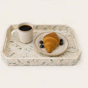 Bandeja de Servir Hecha a Mano con Incrustaciones de Madreperla, Bandeja Decorativa de Madera con Mosaico de Lujo, Bandeja para Mesa de Centro Otomana al por Mayor - Product Image 6