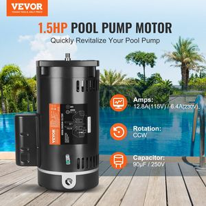 Motore per Pompa Piscina 1.5 HP 3450 RPM con Condensatore 90 F/250V 115V (12.8 Ampere)/230V (6.4 Ampere) Telaio 56Y 60Hz Fattore di Servizio 1.1 - Product Image 2