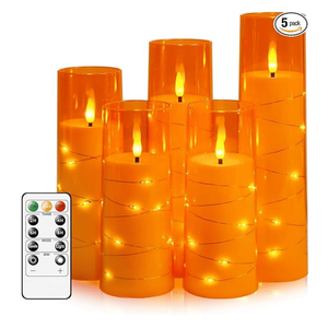 Candele LED Senza Fiamma a 5 Pezzi per un'Atmosfera Romantica, con Timer, in Acrilico Stabile, Effetto Sfarfallio per un Ambiente Accogliente - Product Image 1
