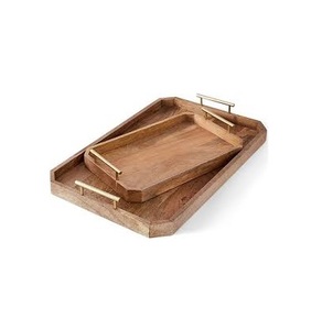 Antique Wood Serving Fruit <b>Storage</b> <b>Trays</b> with Handles Handmade High Standard Quality Single Tier Classic Design - Product Image 4