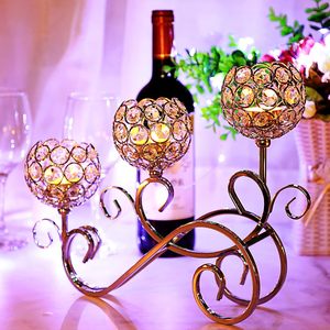 Crystal Bowl <b>Tealight</b> <b>Holder</b> Candelabra Crystal Votive Candle Stand for Dining Table Home Decor Wedding Centerpieces - Product Image 2