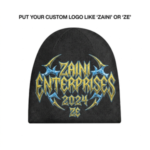 Premium 320 GSM Acrylic Knit <b>Men</b> Beanies Cap Black <b>Winter</b> <b>Hat</b> Common Travel High Density Satin Stitch Fill Stitch Logo - Product Image 1