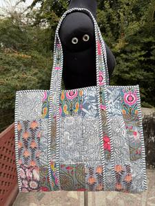 Cotton Quilt Patchwork Shoulder <b>Bag</b> for Women – Handmade <b>Fabric</b> <b>Tote</b> Purse with Colorful Patchwork Design and Adjustable Strap - Product Image 4