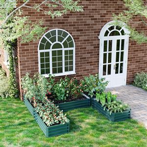 Set di 5 Grandi Fioriere Rialzate in Acciaio Verde 8x8x1ft, Vasi in Metallo 8x8x1ft per Piante da Esterno, Verdure, Fiori ed Erbe - Product Image 2