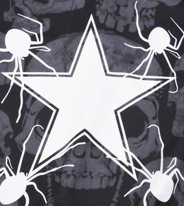 Sweat-shirt à capuche tendance en coton épais avec motif tête de mort, esthétique Y2K, imprimé toile d'araignée, coupe oversize - Product Image 5