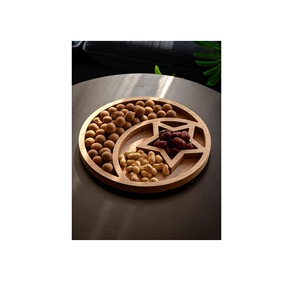 Bandeja de Madera con Forma de Luna Creciente y Estrella, 3 Compartimentos, para Servir Nueces y Frutos Secos, Decoración para Ramadán y Eid - Product Image 1