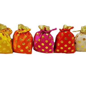 Sacs cadeaux de luxe en velours avec broderie Zari élégante, sacs Potli pour mariages, festivals, fêtes, emballages de bijoux - Product Image 1