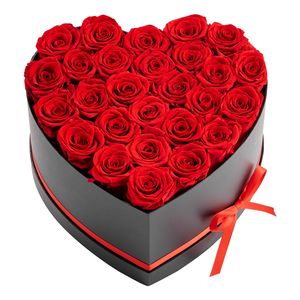 Flores Eternas, 27 Rosas Frescas Preservadas en Caja con Forma de Corazón, Ramo Inmortal para Cumpleaños, Entrega a Domicilio - Product Image 1